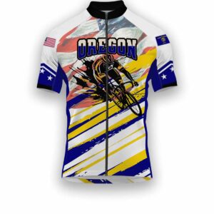 Oregon States Cycling Jersey, USA Flag Men Women Jersey Full Kit - Short Sleeve Cycling Jersey-White