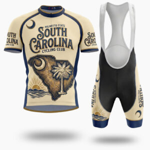 Palmetto State Bike Jersey, South Carolina Cycling Club Men's Cycling Jersey - Short Sleeve Cycling Jersey Kit-White
