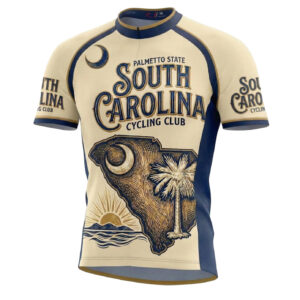 Palmetto State Bike Jersey, South Carolina Cycling Club Men's Cycling Jersey - Short Sleeve Cycling Jersey-White