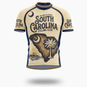 Palmetto State Bike Jersey, South Carolina Cycling Club Men's Cycling Jersey - Short Sleeve Cycling Jersey-White