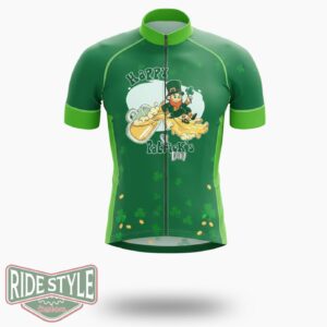 Patrick's Day, Happy St.Patrick's Day Cycling Jersey Outfit - Short Sleeve Cycling Jersey-White