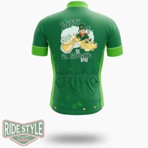 Patrick's Day, Happy St.Patrick's Day Cycling Jersey Outfit - Short Sleeve Cycling Jersey-White