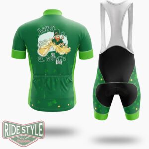 Patrick's Day, Happy St.Patrick's Day Cycling Jersey Outfit - Short Sleeve Cycling Jersey Kit-White