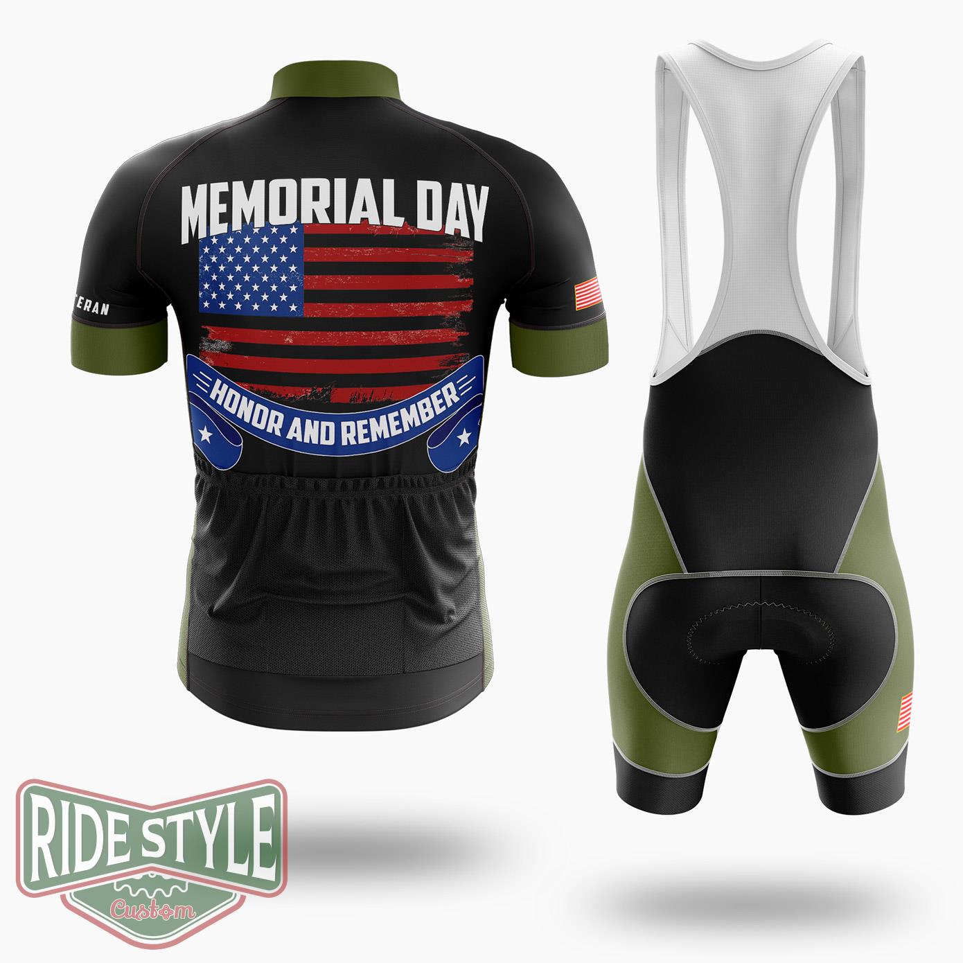 Patriotic American Memorial Day Veterans Day Us Cycling Jersey Kit - Short Sleeve Cycling Jersey Kit-White