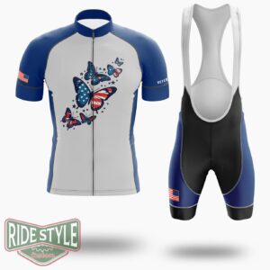 Patriotic Butterflies Memorial Day Cycling Jersey Kit - Short Sleeve Cycling Jersey Kit-White