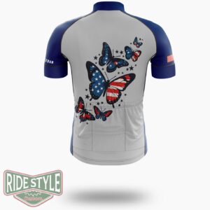 Patriotic Butterflies Memorial Day Cycling Jersey Kit - Short Sleeve Cycling Jersey-White