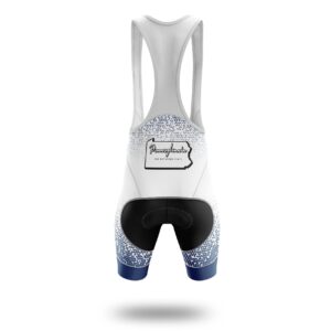 Pennsylvania Cycling Jersey, Pennsylvania Map Cycling Jersey - Bib Shorts-White