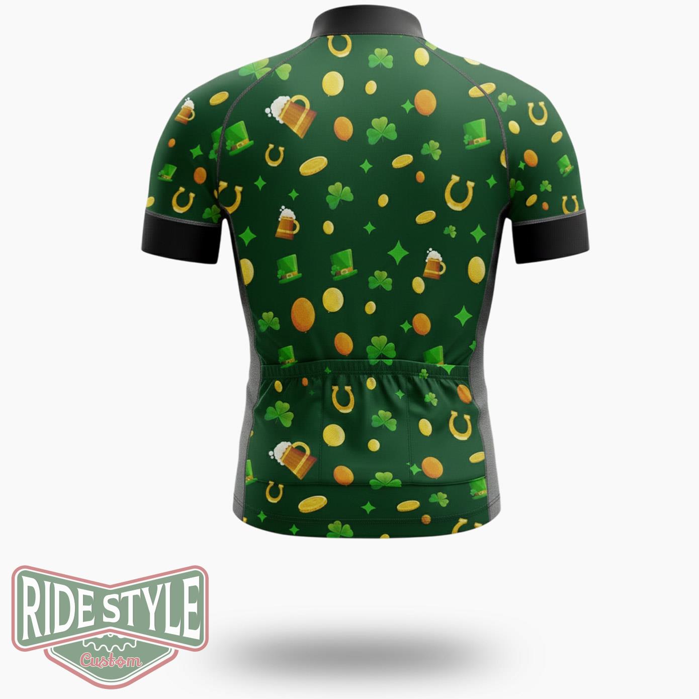 Personalized Funny Happy St Patrick's Day, Custom Photo Cycling Jersey Outfit - Short Sleeve Cycling Jersey-White