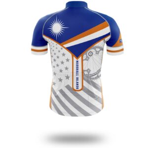 Personalized Name Marshall Islands Cycling Jersey, Marshall Islands Flag Cycling Set - Short Sleeve Cycling Jersey-White