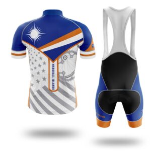 Personalized Name Marshall Islands Cycling Jersey, Marshall Islands Flag Cycling Set - Short Sleeve Cycling Jersey Kit-White