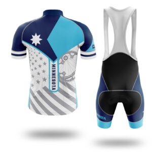Personalized Name Minnesota Cycling Jersey, Minnesota Flag Cycling Set - Short Sleeve Cycling Jersey Kit-White
