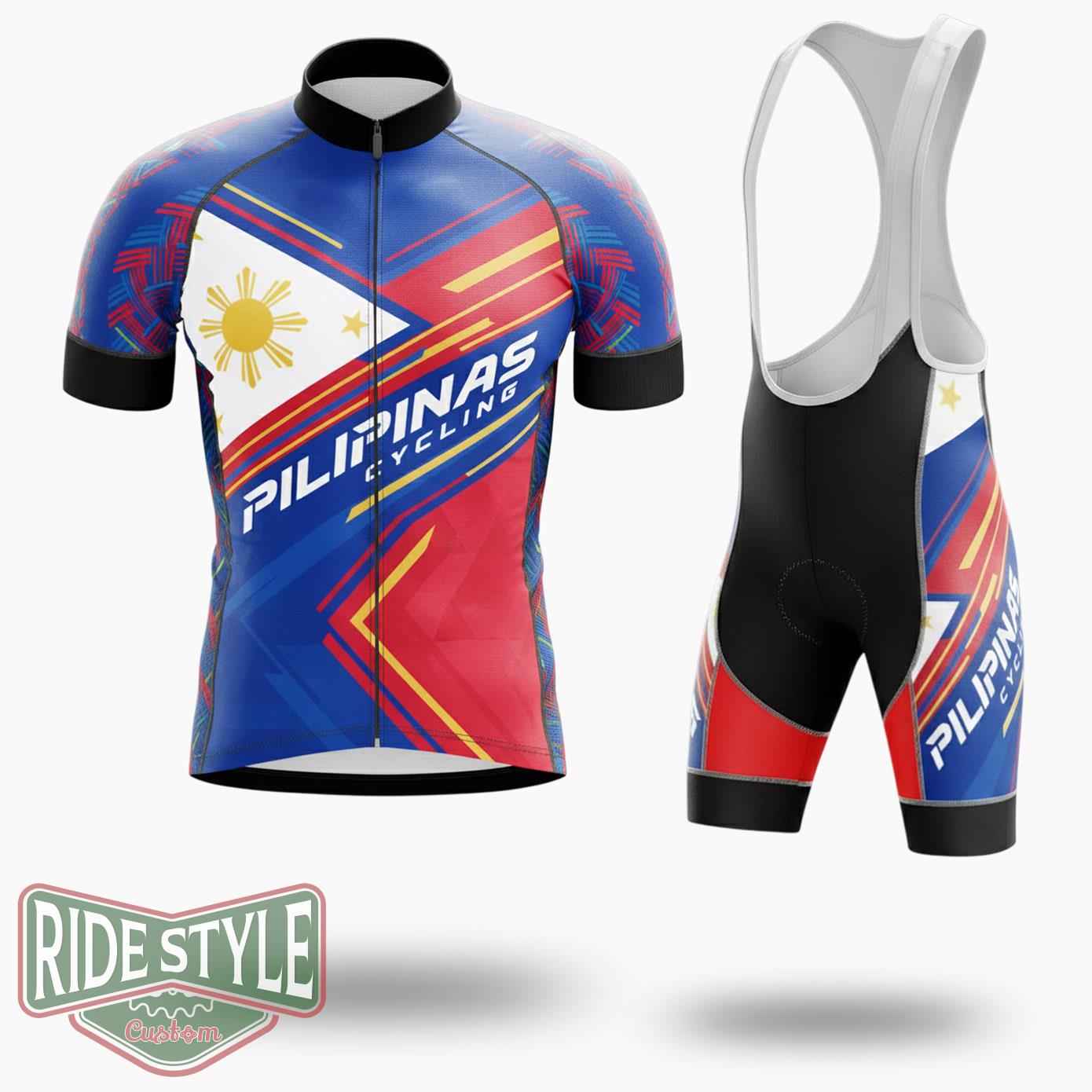 Pilipinas Cycling Team Cycling Jersey Outfit - Short Sleeve Cycling Jersey Kit-White