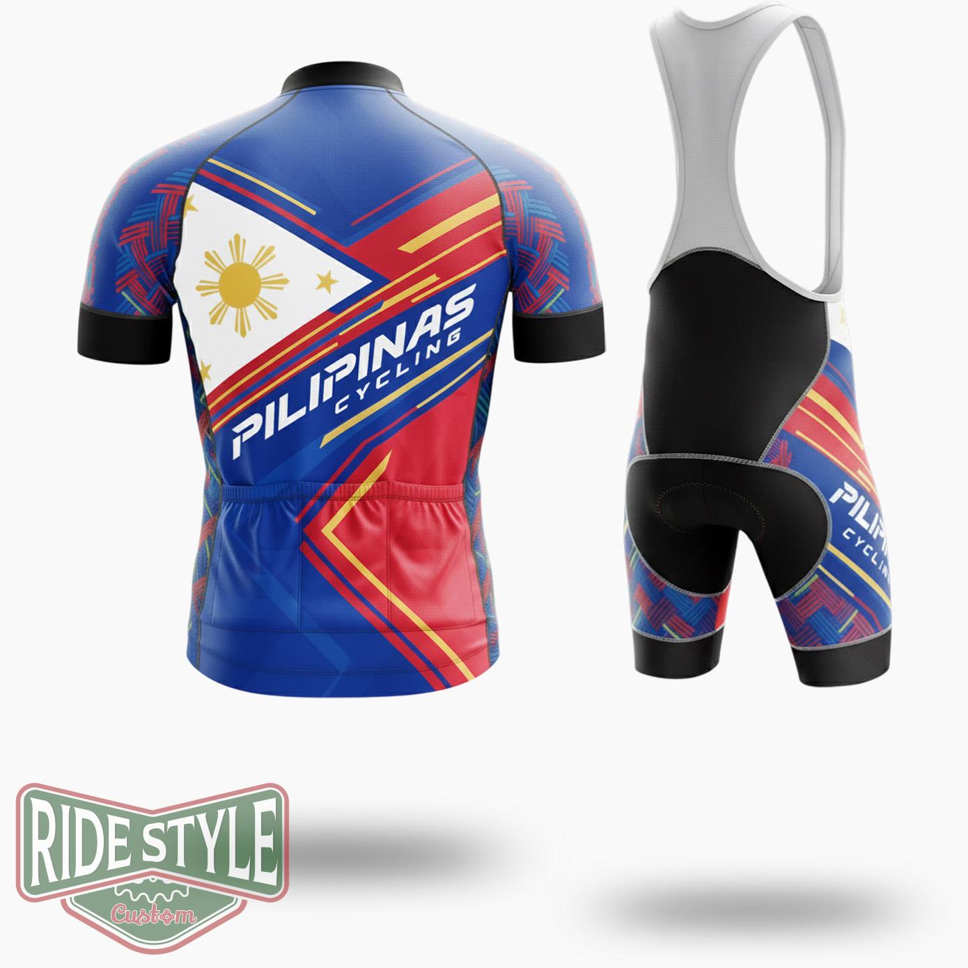 Pilipinas Cycling Team Cycling Jersey Outfit - Short Sleeve Cycling Jersey Kit-White