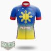 Pilipinas Flag Cycling Jersey Outfit - Short Sleeve Cycling Jersey-White