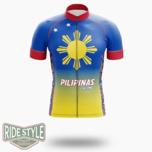 Pilipinas Flag Cycling Jersey Outfit - Short Sleeve Cycling Jersey-White