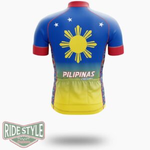 Pilipinas Flag Cycling Jersey Outfit - Short Sleeve Cycling Jersey-White