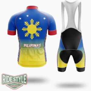 Pilipinas Flag Cycling Jersey Outfit - Short Sleeve Cycling Jersey Kit-White