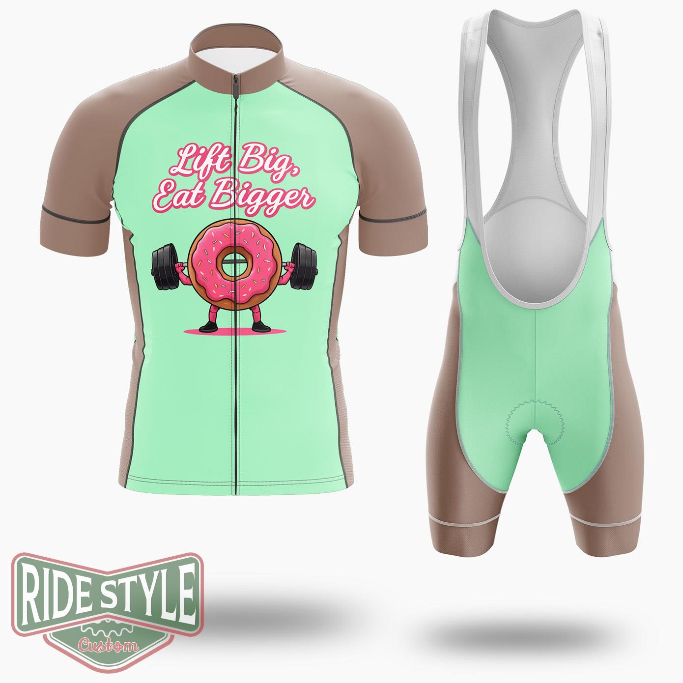 Playful Pink Frosted Donut Lifting Barbell Cycling Jersey Kit, Bicycle Clothing Summer New - Short Sleeve Cycling Jersey Kit-White