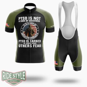 PTSD Is Not A Sign Of Weakness, Veteran Cycling Jersey Gift Shirt - Short Sleeve Cycling Jersey Kit-White
