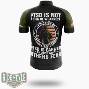 PTSD Is Not A Sign Of Weakness, Veteran Cycling Jersey Gift Shirt - Short Sleeve Cycling Jersey-White