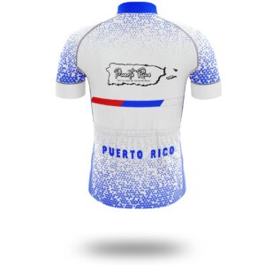 Puerto Rico Cycling Jersey, Puerto Rico Map Cycling Jersey - Short Sleeve Cycling Jersey-White