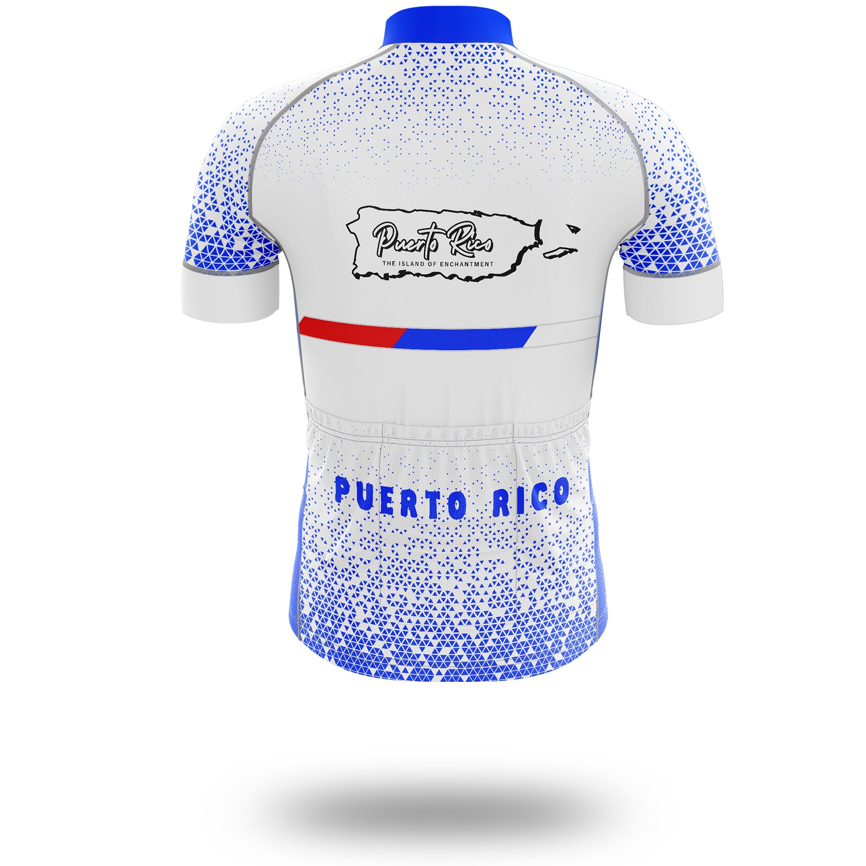 Puerto Rico Cycling Jersey, Puerto Rico Map Cycling Jersey - Short Sleeve Cycling Jersey-White