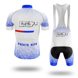Puerto Rico Cycling Jersey, Puerto Rico Map Cycling Jersey - Short Sleeve Cycling Jersey Kit-White