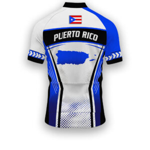 Puerto Rico States Cycling Jersey, Maps Haftone Vintage Pattern Men Women Jersey Full Kit - Short Sleeve Cycling Jersey-White