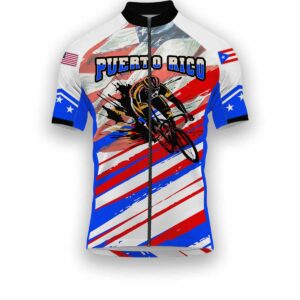 Puerto Rico States Cycling Jersey, USA Flag Men Women Jersey Full Kit - Short Sleeve Cycling Jersey-White