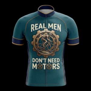 Real Men Don't Need Motors Cycling Jersey, Cycling Bicycle Shirt - Men's Short Sleeve Jersey - S