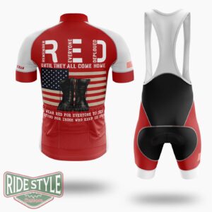 Red Friday Veterans Cycling Jersey Jersey, Remember Everyone Deployed Jersey Shirt - Short Sleeve Cycling Jersey Kit-White