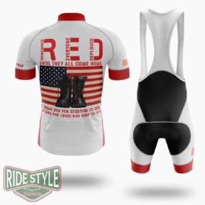 Red Friday Veterans Jersey, Remember Everyone Deployed, Red Friday USA Military Flag Jersey Shirt - Short Sleeve Cycling Jersey Kit-White
