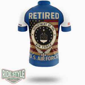 Retired Us Air Force Veteran Usaf Veteran Flag Cycling Jersey - Short Sleeve Cycling Jersey-White