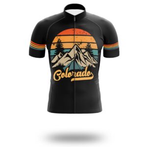 Retro Colorado Shirt, Rocky Mountain Cycling Jersey Kit - Short Sleeve Cycling Jersey-White