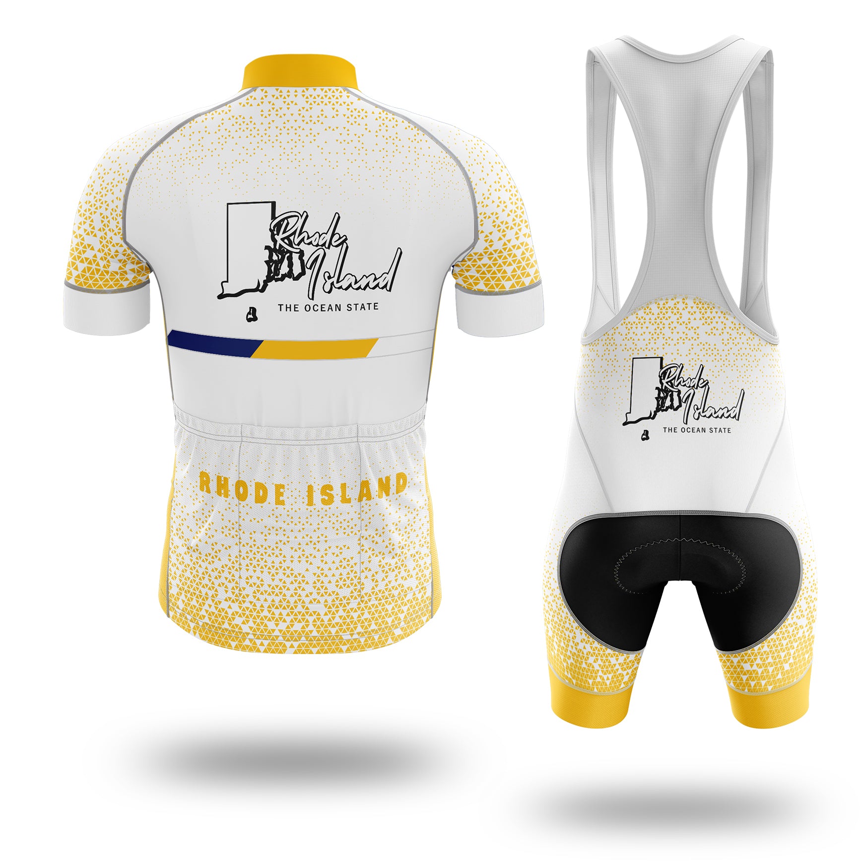 Rhode Island Cycling Jersey, Rhode Island Map Cycling Jersey - Short Sleeve Cycling Jersey Kit-White
