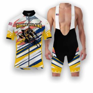 Rhode Island States Cycling Jersey, USA Flag Men Women Jersey Full Kit - Short Sleeve Cycling Jersey Kit-White