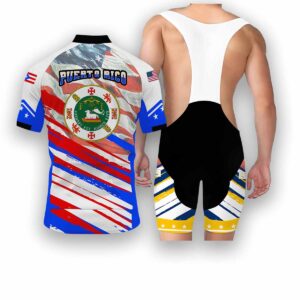 Rhode Island States Cycling Jersey, USA Flag Men Women Jersey Full Kit - Short Sleeve Cycling Jersey Kit-White
