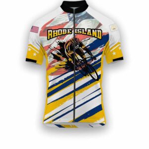 Rhode Island States Cycling Jersey, USA Flag Men Women Jersey Full Kit - Short Sleeve Cycling Jersey-White