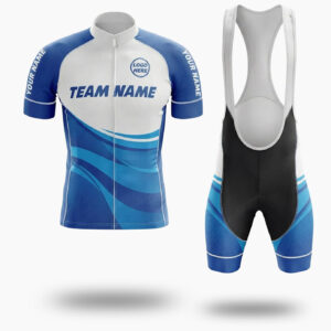 Royal Men's Cycling Jersey, Custom Your Team Name, Bike Jersey For Your Team - Short Sleeve Cycling Jersey Kit-White