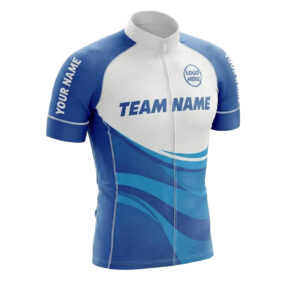 Royal Men's Cycling Jersey, Custom Your Team Name, Bike Jersey For Your Team - Short Sleeve Cycling Jersey-White