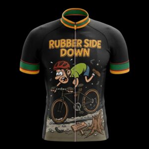 Rubber Side Down Cycling Jersey, Cycling Bicycle Shirt - Men's Short Sleeve Jersey - S