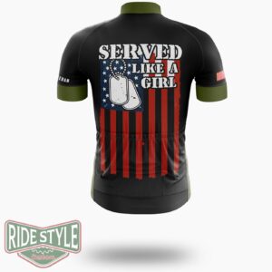 Served Like A Girl Veteran Day Memorial And Armed Forces Day Cycling Jersey Kit - Short Sleeve Cycling Jersey-White