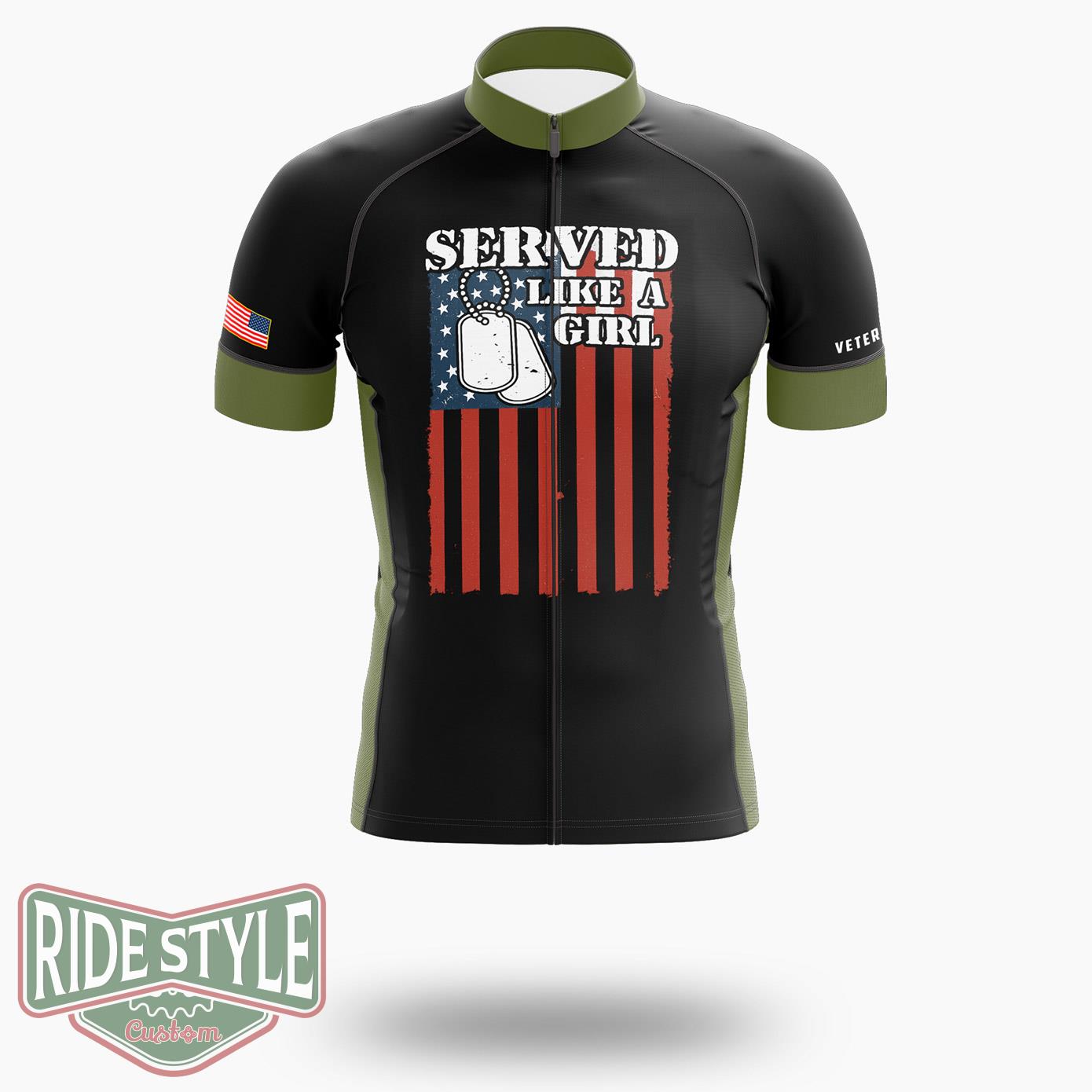 Served Like A Girl Veteran Day Memorial And Armed Forces Day Cycling Jersey Kit - Short Sleeve Cycling Jersey-White