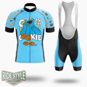 Sesame Street  Cookie Monster  Toddler And Youth Cycling Jersey Kit, Bicycle Clothing - Short Sleeve Cycling Jersey Kit-White