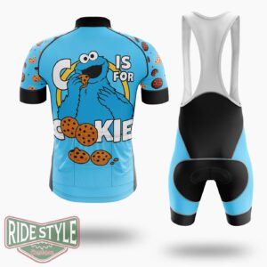 Sesame Street  Cookie Monster  Toddler And Youth Cycling Jersey Kit, Bicycle Clothing - Short Sleeve Cycling Jersey Kit-White
