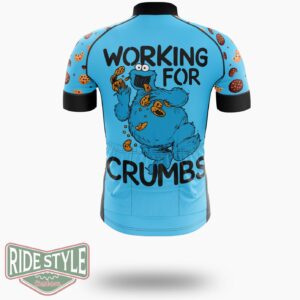 Sesame Street Cookie Monster Working For Crumbs Cycling Jersey Kit, Bicycle Clothing - Short Sleeve Cycling Jersey-White