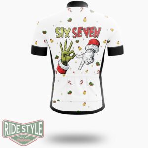 Six Seven Christmas Funny Tees Holiday Cycling Jersey Kit - Short Sleeve Cycling Jersey-White