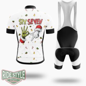 Six Seven Christmas Funny Tees Holiday Cycling Jersey Kit - Short Sleeve Cycling Jersey Kit-White