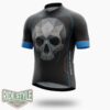 Skull Black Cycling Jersey Outfit - Short Sleeve Cycling Jersey-White