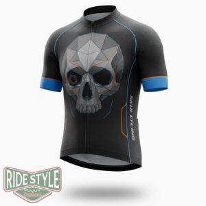 Skull Black Cycling Jersey Outfit - Short Sleeve Cycling Jersey-White